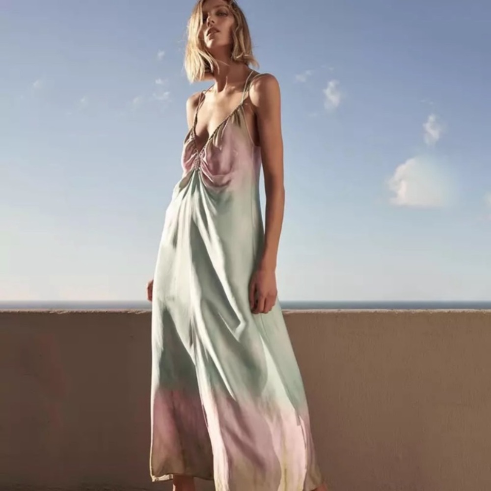 Ombré Tie Dye Sexy Slit Maxi Dress